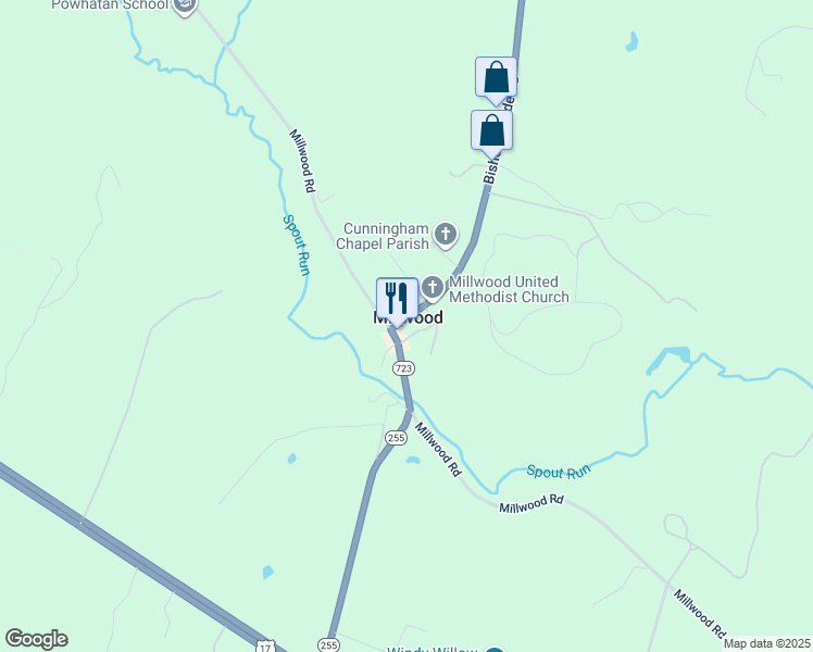 map of restaurants, bars, coffee shops, grocery stores, and more near 626 Bishop Meade Road in Boyce