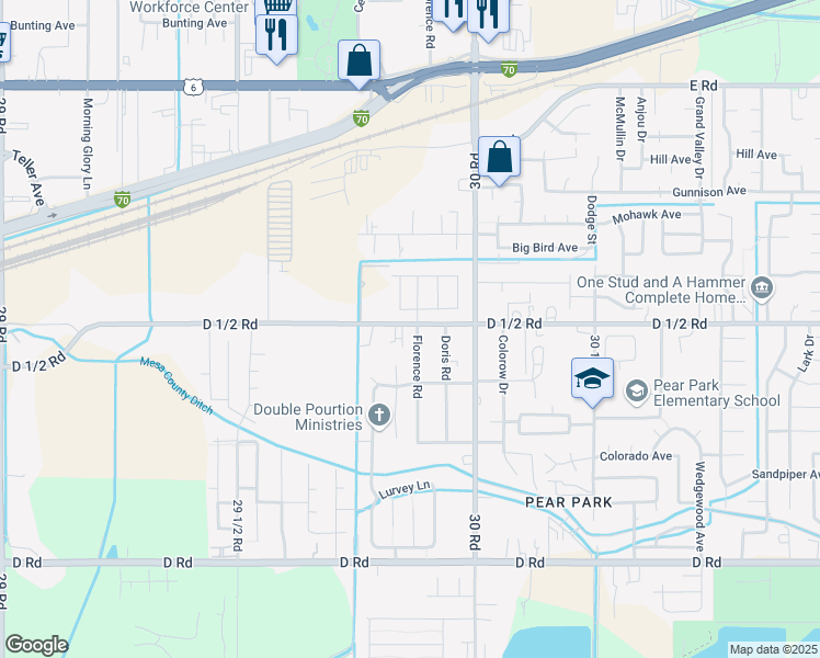map of restaurants, bars, coffee shops, grocery stores, and more near 2986-2988 D 1/2 Road in Grand Junction