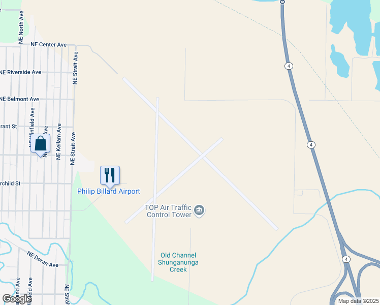 map of restaurants, bars, coffee shops, grocery stores, and more near Lamr Avenue in Topeka