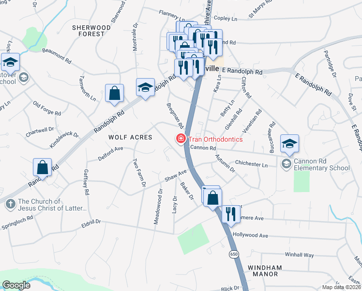 map of restaurants, bars, coffee shops, grocery stores, and more near 13106 New Hampshire Avenue in Silver Spring