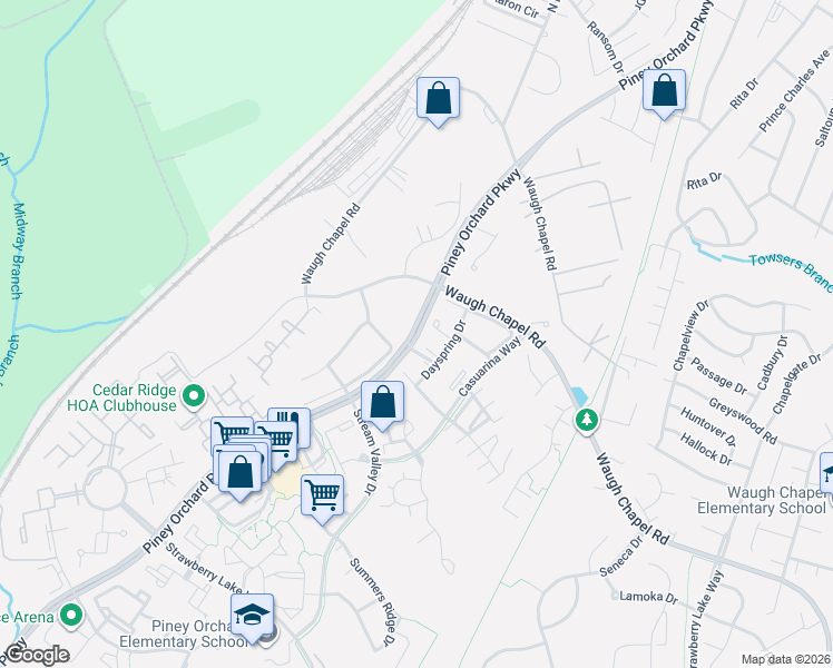 map of restaurants, bars, coffee shops, grocery stores, and more near 8765 Piney Orchard Pkwy in Odenton