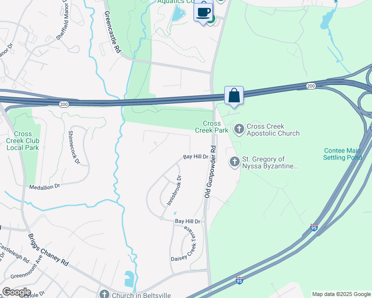 map of restaurants, bars, coffee shops, grocery stores, and more near 4823 River Creek Terrace in Beltsville