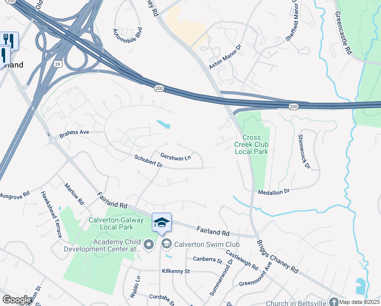 map of restaurants, bars, coffee shops, grocery stores, and more near 3148 Gershwin Lane in Silver Spring
