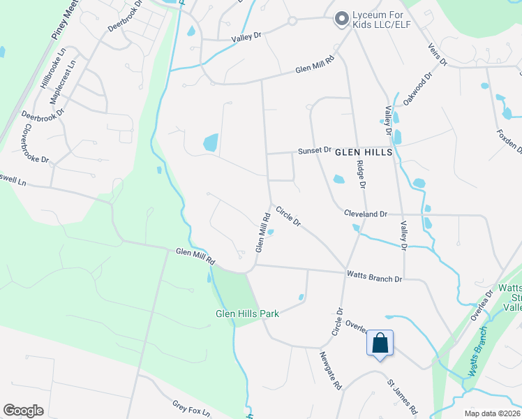 map of restaurants, bars, coffee shops, grocery stores, and more near 13204 Glen Mill Road in Rockville