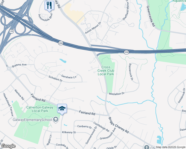 map of restaurants, bars, coffee shops, grocery stores, and more near 13101 Legend Oaks Place in Silver Spring