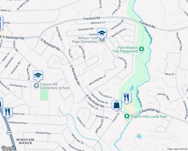 map of restaurants, bars, coffee shops, grocery stores, and more near 13104 Brittany Dr in Silver Spring