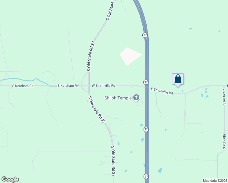 map of restaurants, bars, coffee shops, grocery stores, and more near 155 West Smithville Road in Bloomington