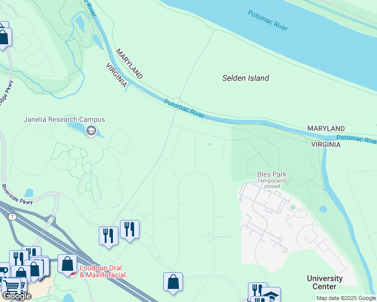 map of restaurants, bars, coffee shops, grocery stores, and more near 19709 Island Avenue in Ashburn