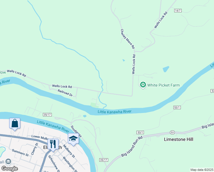 map of restaurants, bars, coffee shops, grocery stores, and more near 979 Wells Lock Road in Elizabeth