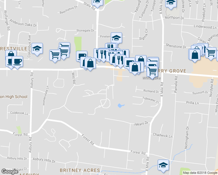 map of restaurants, bars, coffee shops, grocery stores, and more near 1081 Wittshire Lane in Cincinnati