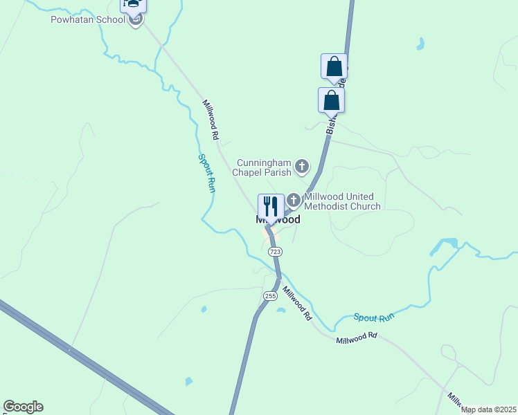 map of restaurants, bars, coffee shops, grocery stores, and more near 1959 Millwood Road in Boyce