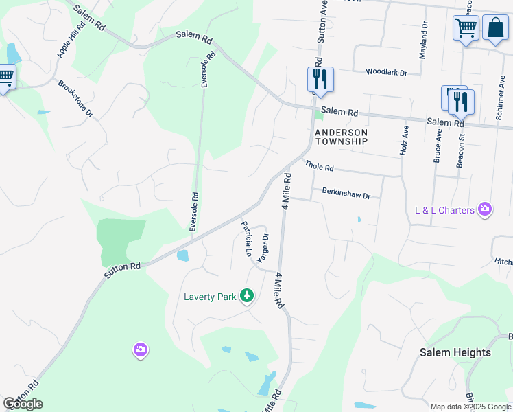 map of restaurants, bars, coffee shops, grocery stores, and more near 944 Sutton Road in Cincinnati