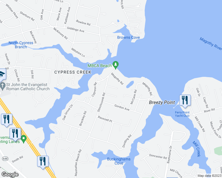 map of restaurants, bars, coffee shops, grocery stores, and more near 307 Smith Avenue in Severna Park