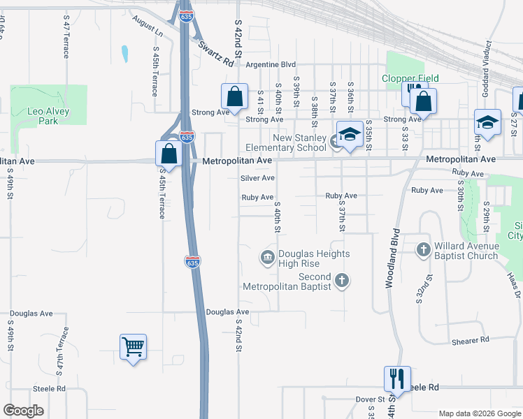 map of restaurants, bars, coffee shops, grocery stores, and more near 4011 Wyandotte Avenue in Kansas City