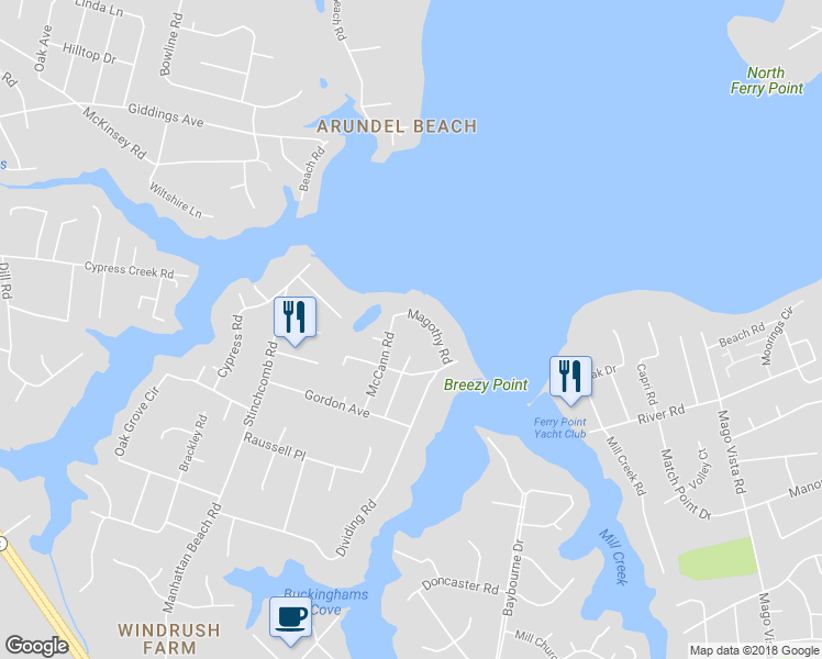 map of restaurants, bars, coffee shops, grocery stores, and more near 375 Magothy Road in Severna Park