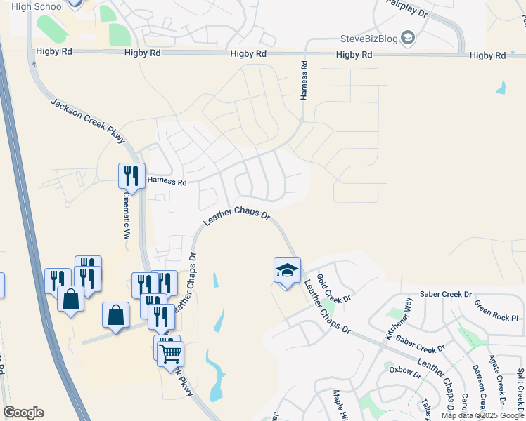 map of restaurants, bars, coffee shops, grocery stores, and more near 16507 Leather Chaps Drive in Monument
