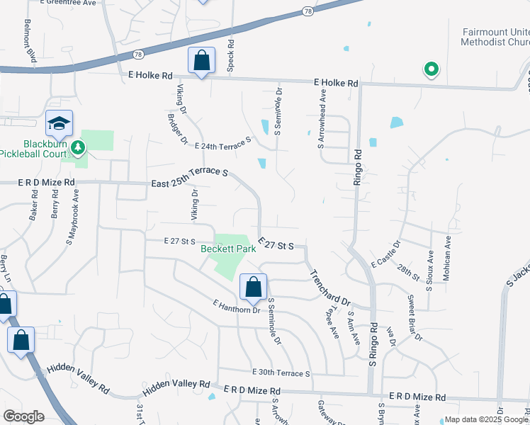 map of restaurants, bars, coffee shops, grocery stores, and more near 2609 South Cochise Avenue in Independence