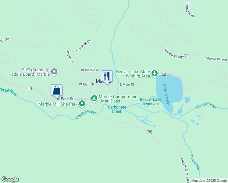 map of restaurants, bars, coffee shops, grocery stores, and more near in Marble