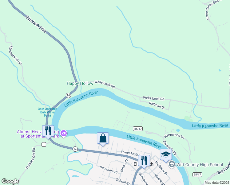 map of restaurants, bars, coffee shops, grocery stores, and more near 278 Wells Lock Road in Elizabeth