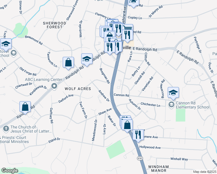 map of restaurants, bars, coffee shops, grocery stores, and more near 13118 New Hampshire Avenue in Silver Spring