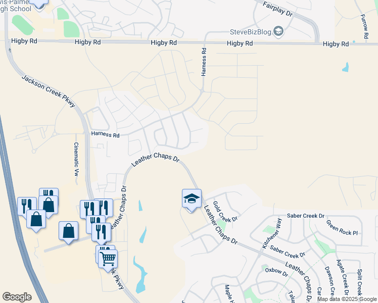 map of restaurants, bars, coffee shops, grocery stores, and more near 16507 Leather Chaps Drive in Monument