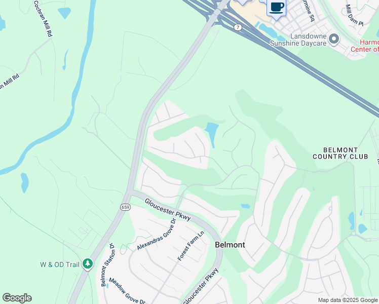 map of restaurants, bars, coffee shops, grocery stores, and more near 19685 Player Court in Ashburn