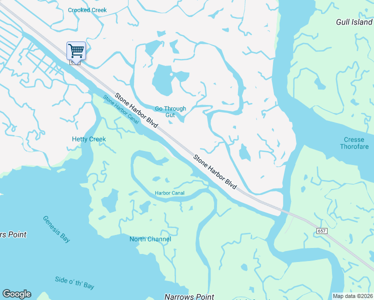 map of restaurants, bars, coffee shops, grocery stores, and more near Stone Harbor Boulevard in Stone Harbor
