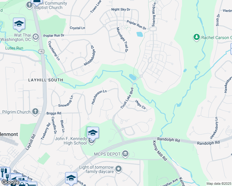 map of restaurants, bars, coffee shops, grocery stores, and more near 13214 Osterport Drive in Silver Spring