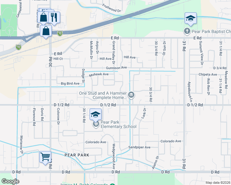 map of restaurants, bars, coffee shops, grocery stores, and more near 462 Grand Valley Drive in Grand Junction