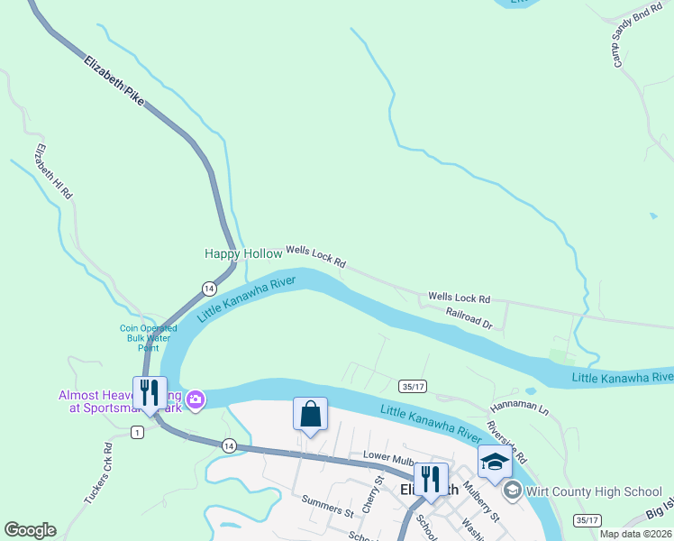 map of restaurants, bars, coffee shops, grocery stores, and more near 278 Wells Lock Road in Elizabeth