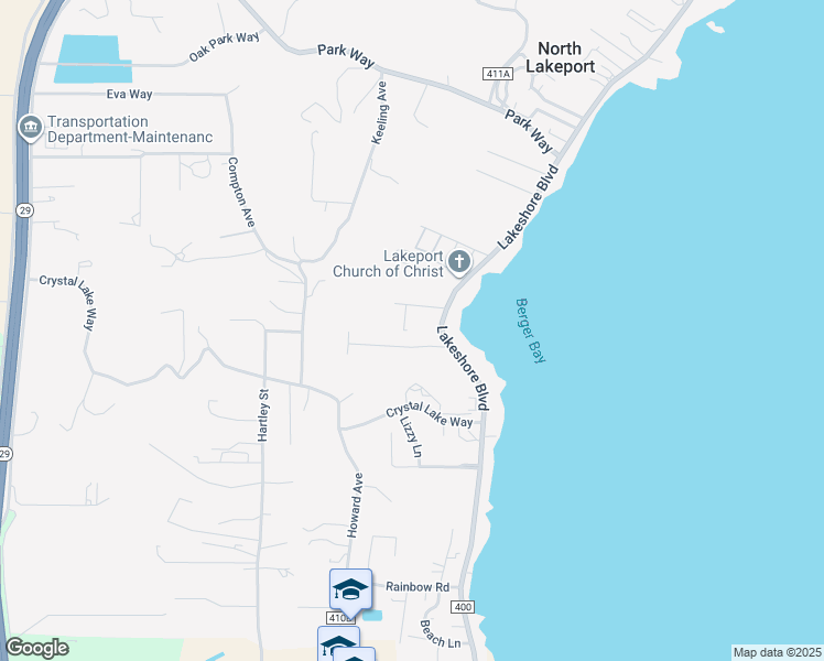 map of restaurants, bars, coffee shops, grocery stores, and more near 203 Wright Lane in Lakeport