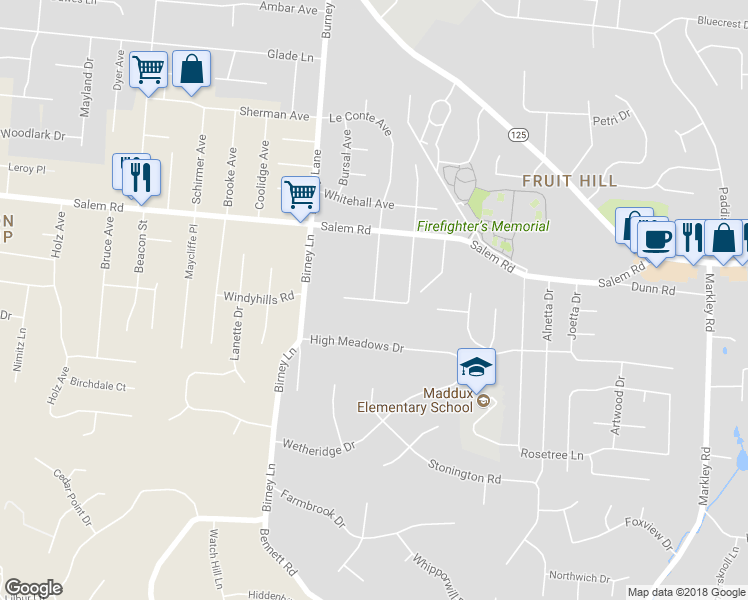 map of restaurants, bars, coffee shops, grocery stores, and more near 6756 Sunray Avenue in Cincinnati