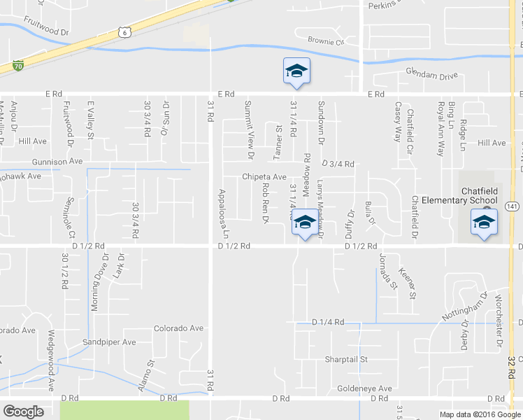map of restaurants, bars, coffee shops, grocery stores, and more near 463 Rob Ren Drive in Grand Junction
