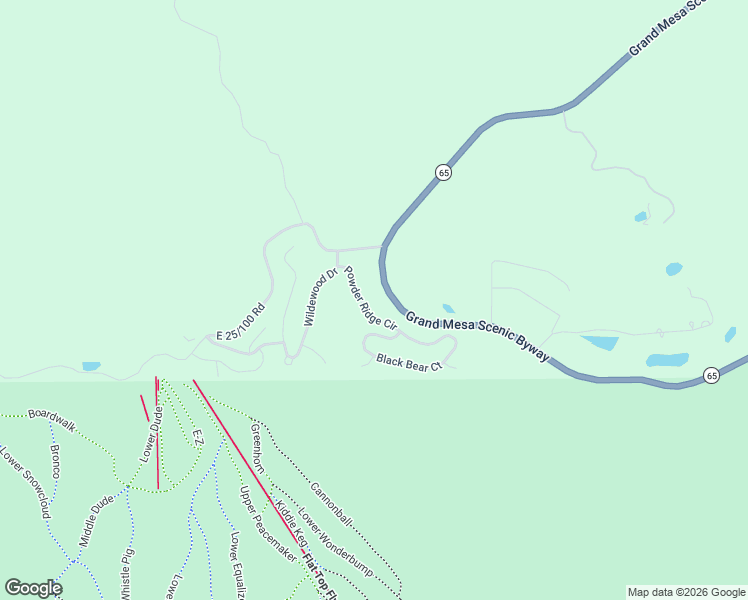 map of restaurants, bars, coffee shops, grocery stores, and more near Grand Mesa Scenic Byway in Mesa