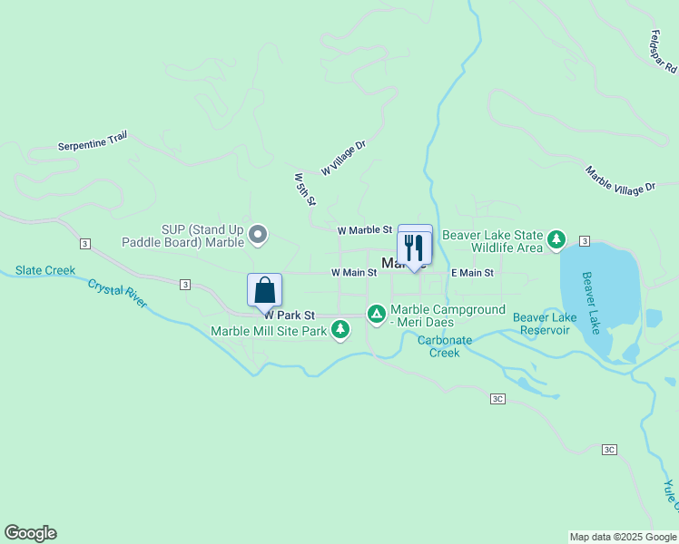 map of restaurants, bars, coffee shops, grocery stores, and more near in Marble