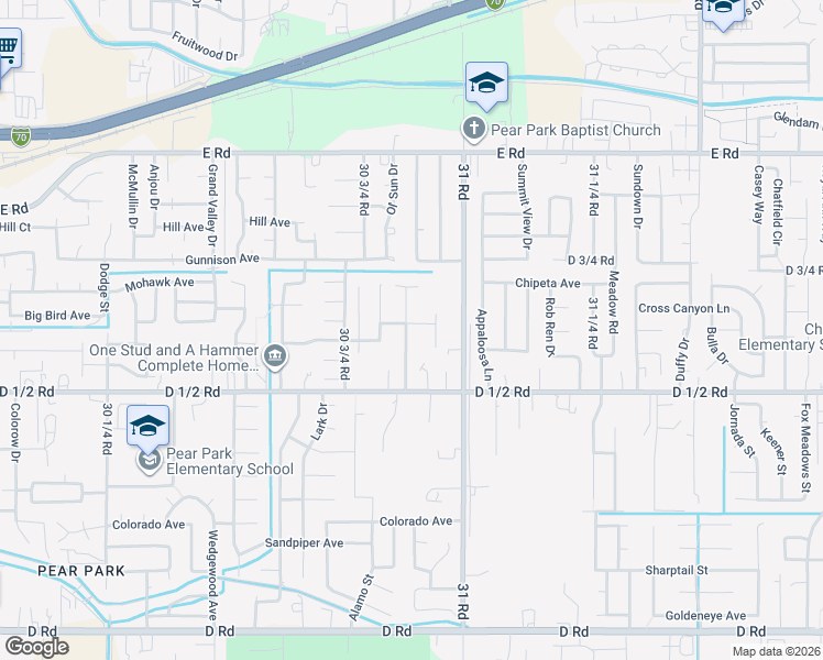map of restaurants, bars, coffee shops, grocery stores, and more near 3089 Aberdeen Ln in Grand Junction