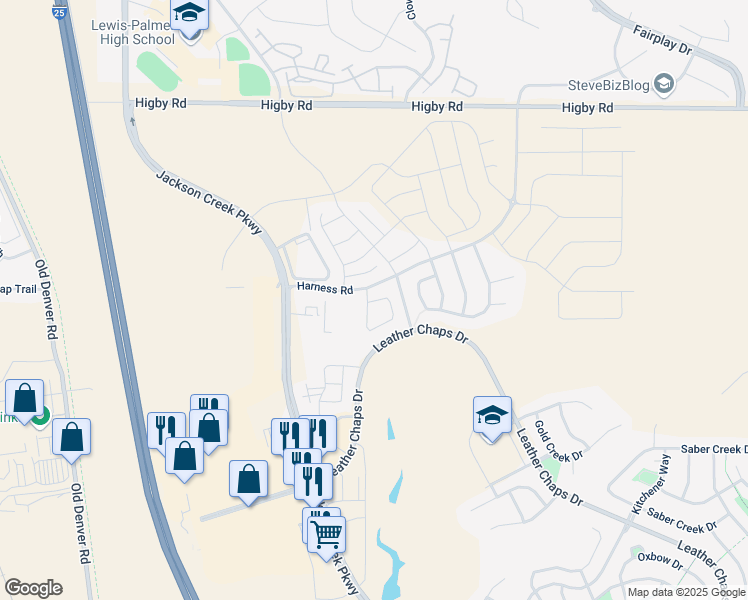 map of restaurants, bars, coffee shops, grocery stores, and more near 16508 Hallmark Trail in Monument