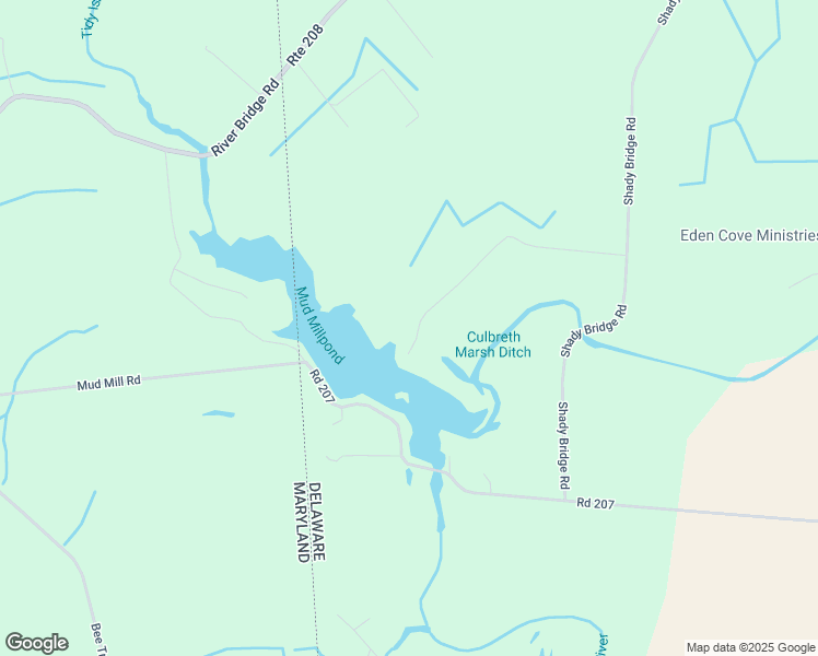 map of restaurants, bars, coffee shops, grocery stores, and more near 585 Shady Bridge Road in Marydel