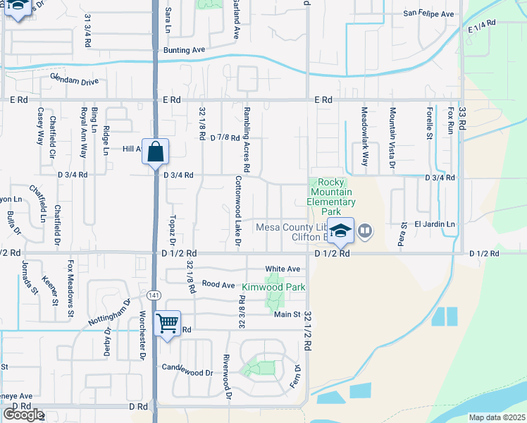 map of restaurants, bars, coffee shops, grocery stores, and more near 463 Carson Lake Drive in Clifton
