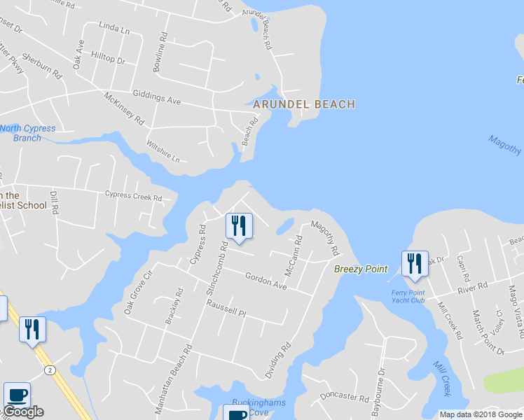 map of restaurants, bars, coffee shops, grocery stores, and more near 314 Magothy Road in Severna Park