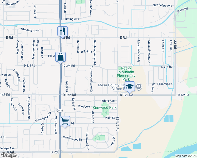 map of restaurants, bars, coffee shops, grocery stores, and more near 462 North Grandby Court in Clifton