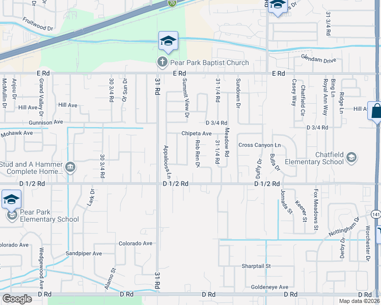 map of restaurants, bars, coffee shops, grocery stores, and more near 463 Ananessa Drive in Grand Junction