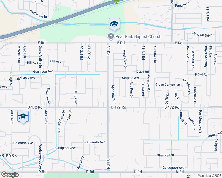 map of restaurants, bars, coffee shops, grocery stores, and more near 464 Appaloosa Lane in Grand Junction