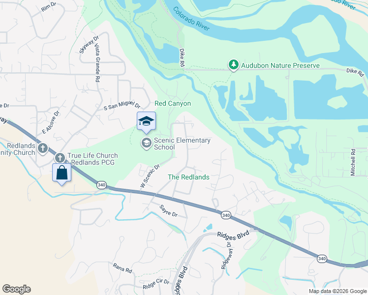 map of restaurants, bars, coffee shops, grocery stores, and more near 101-165 Wyndham Way in Grand Junction