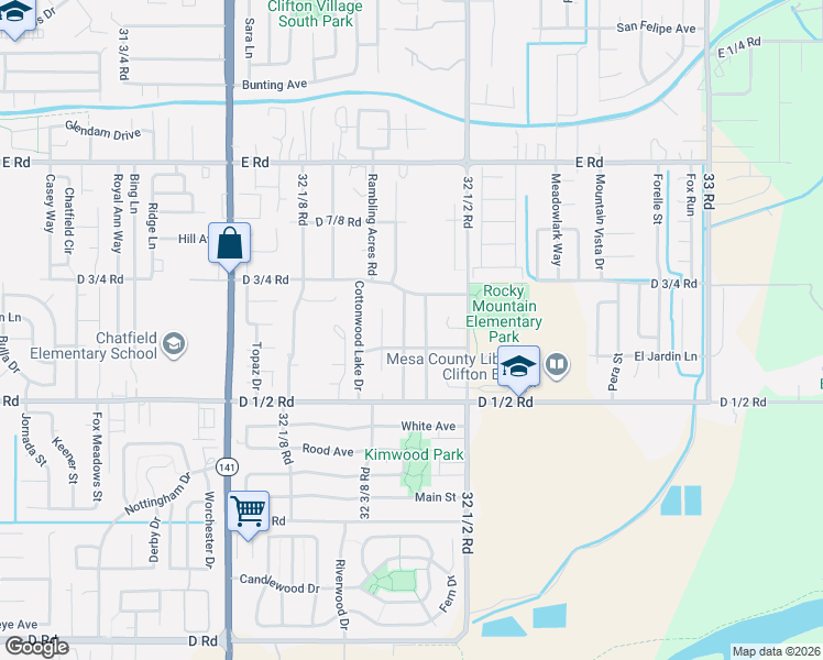map of restaurants, bars, coffee shops, grocery stores, and more near 463 Carson Lake Drive in Clifton