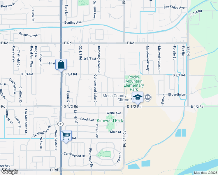 map of restaurants, bars, coffee shops, grocery stores, and more near 463 Carson Lake Drive in Clifton