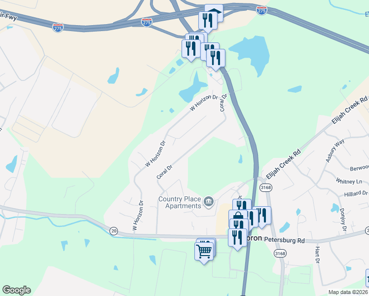 map of restaurants, bars, coffee shops, grocery stores, and more near 2091 Bridgette Lane in Hebron