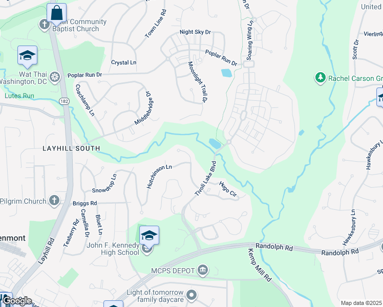 map of restaurants, bars, coffee shops, grocery stores, and more near 13229 Osterport Drive in Silver Spring