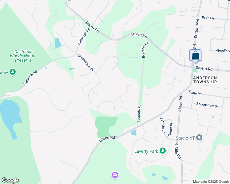 map of restaurants, bars, coffee shops, grocery stores, and more near 5706 Chestnut Ridge Drive in Cincinnati