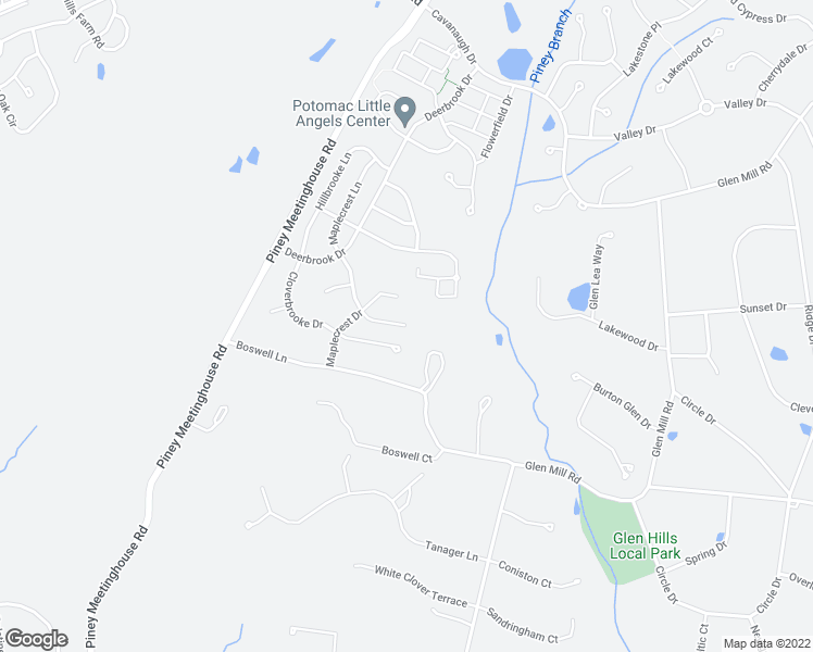 map of restaurants, bars, coffee shops, grocery stores, and more near 10604 Maplecrest Lane in Potomac